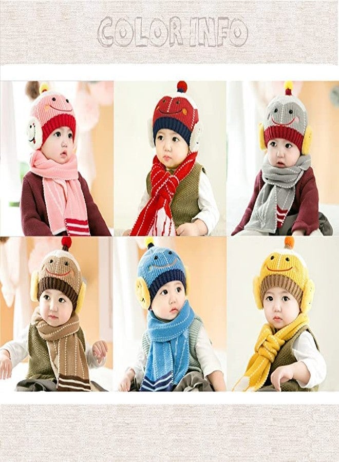 V3E Superhero Woolen Warm Pom Pom Ears Cap Beanie Hat and Muffler Winter Accessories for Baby Boys and Girls (Peach) - Image 5